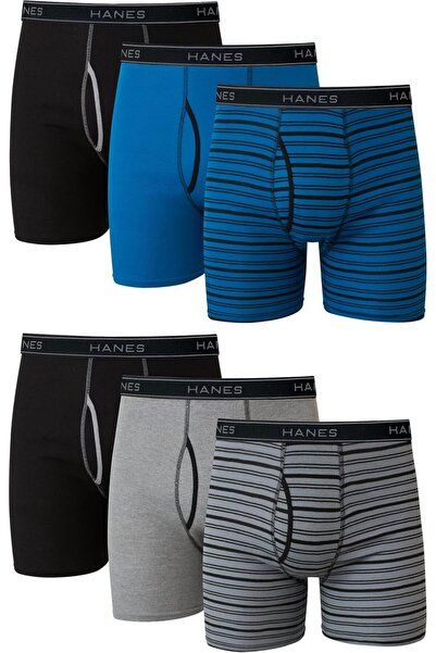 HANES Men's Boxer Briefs 5-Pack Knitted with Exposed Waistband from