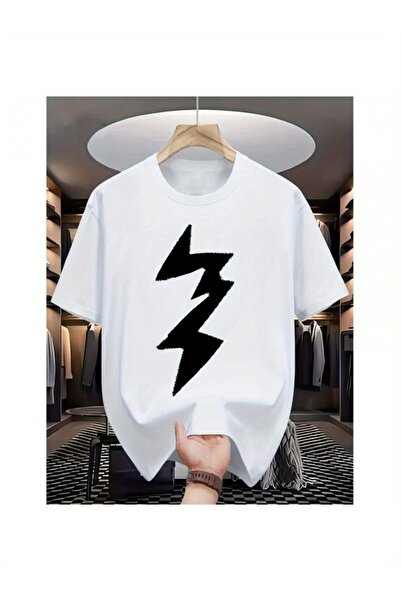 212Wear Men'S Casual T-Shirt - Short Sleeve with Black Lightning Bolt Print, ...