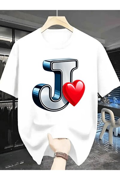 12 Teknoloji Printed Featuring Charming Heart Design with the Letter J as Fea...
