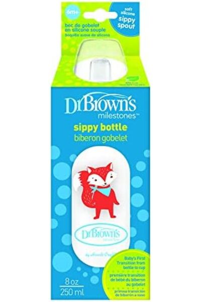 Yıldızan Edl Shop 8 Oz/250 ml Pp Narrow Mouth + Sippy Baby Bottle Cup, Fox, S...