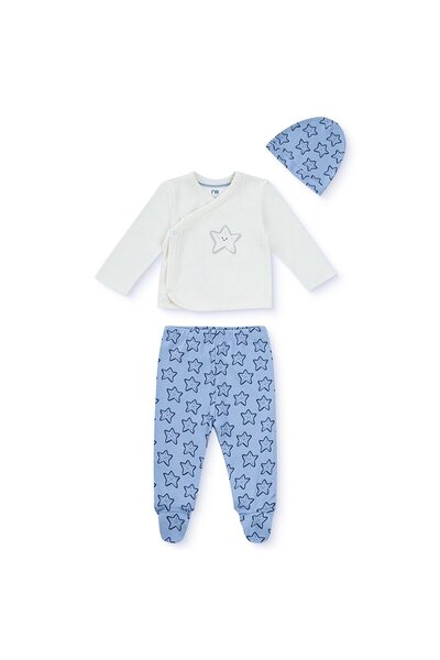 MOTHERCARE Erkek Bebek Zıbın-Şapka-Alt Hayvan Baskılı Çıtçıtlı V Yaka Long Sl...