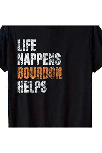 212Wear Life Happens Helps Saying T-Shirt Bold White And Orange Text Loose Fi...