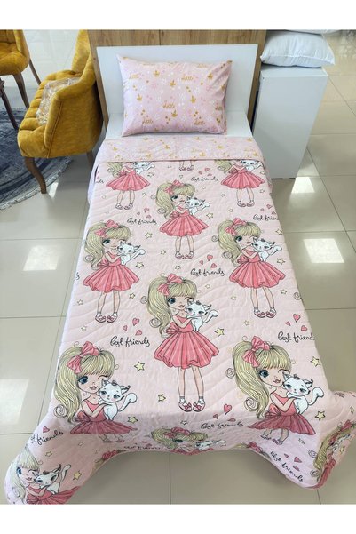 Sudemhome Single Quilted Reversible Bedspread Set for Young People and Children's Room Bedroom Set - 160 X 230 cm