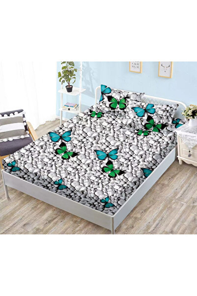 Pucioasa Set 3 Piese Lenjerie pentru Pat Dublu: Husa cu Elastic + 2 Fete de P...