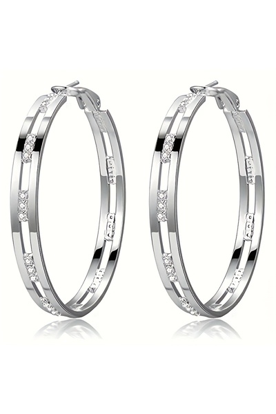 Choice1 WC2034-2 Fashionable Female Big Circle Earrings Silver Color/Golden C...