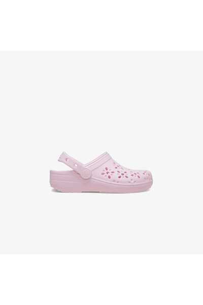 Crocs Classic Floral Cut Out Clog Kids Pink Slippers Juststep