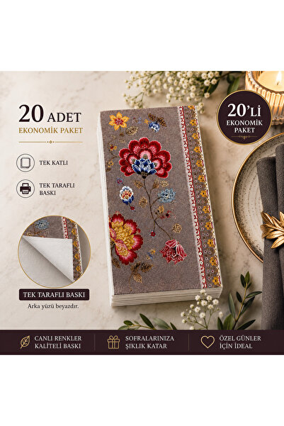 GEFFPRİVE 20'li Tek Tarafı Baskılı Premium Kağıt Peçete