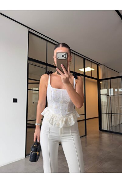 BB Bensu Buyruk Ip Detail Fisto Corset Blush Ecru