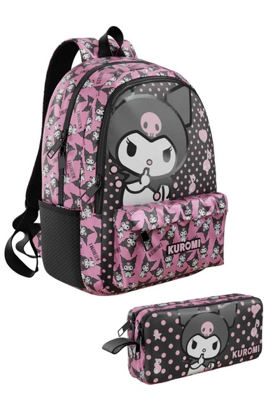 kuromi Set de ghiozdan și husă pentru creioane, roz, licențiat, pentru școala...