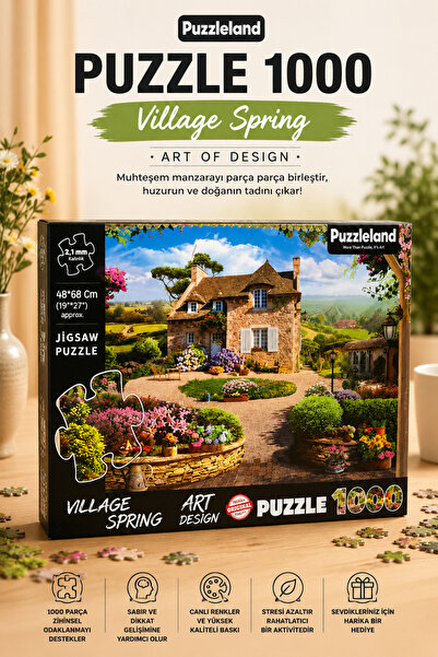 kidssan games Puzzleland 1000 Parça Puzzle Village Spring – Bahçe ve Kır Evi ...