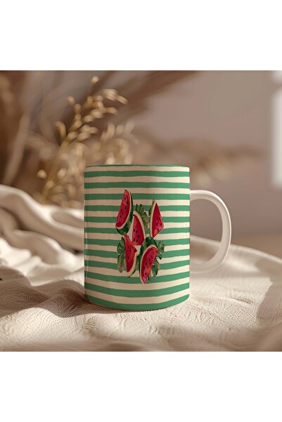 BB TRADE Watermelon Design White Ceramic Printed Mug 330ml