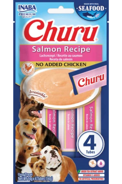 Inaba Churu Gustări cremoase pentru câini cu somon 4x14g