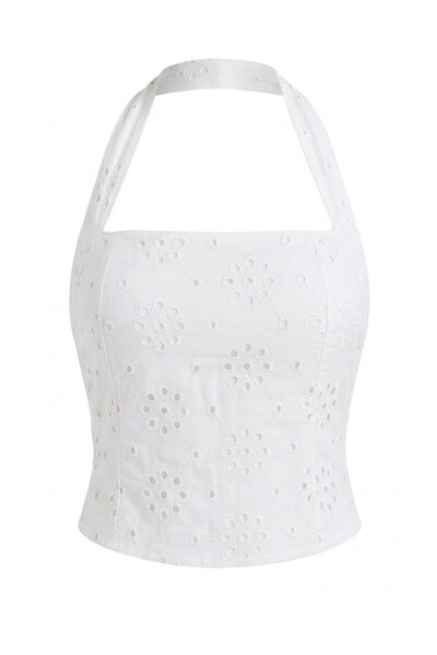 KECHİ WOMAN Brode Neck-Crossed Blouse Ecru