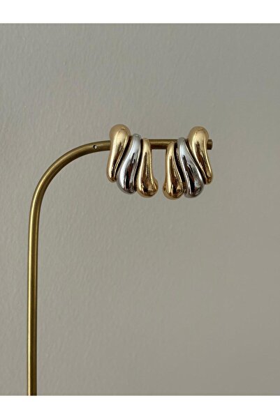 FASHION Vip Design Silver Gold Two-Tone Drop Earrings