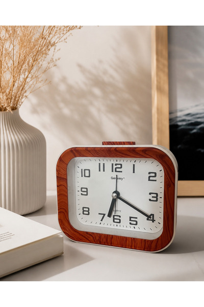 silmarin Vintage Ahşap Tasarımlı Masa Saati | Modern Dekoratif Quartz Çalar S...