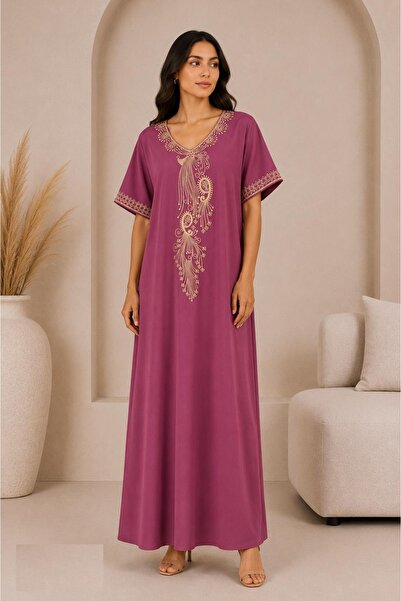 AYOUSH Royal Peacock Embroidered Jalabiya in Gold Rose Color with New Trendy ...