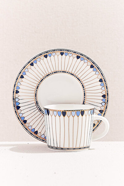 Paşabahçe Hearts Porcelain Espresso Cup Blue, Espresso Cup, 1 Piece
