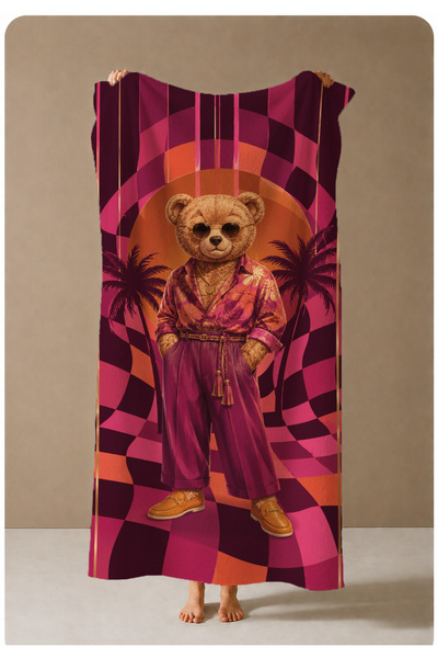 milroma Teddy Bear Sunset Palm Patterned 70X150 Beach Towel