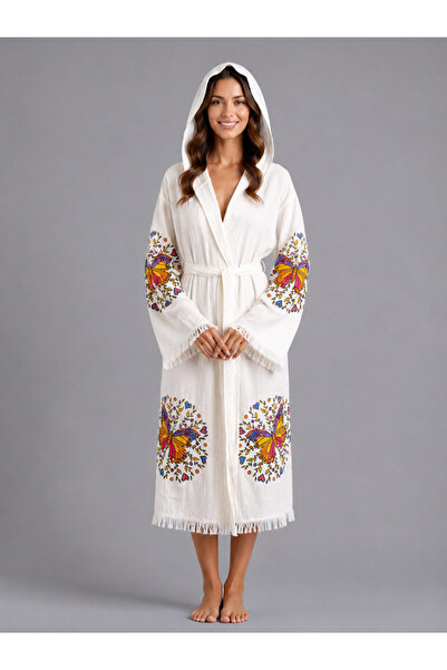 EMİLLİE 100% Cotton Muslin Bathrobe Heart Butterfly – Breathable, Ultra Light...