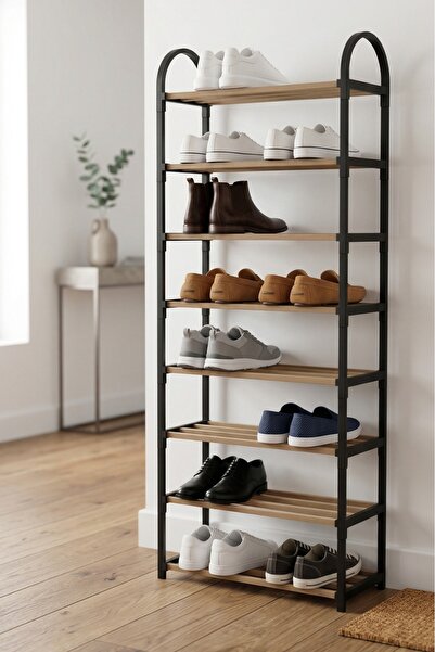 HODAF 8 Katlı Ahşap 16 Çift Kapasiteli Ayakkabılık | Çok Amaçlı Ayakkabı Düznleyici | Modern Dekoratif Ayakkabı Rafı | Geniş Kapasiteli Organizer | Ev-Mobilya | 1. Sınıf Kalite – Dayanıklı ve Şık