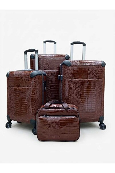 DAY BY DAY Leather Suitcase Luggage 4 Set, Leather Suitcase Luggage Travel Bag