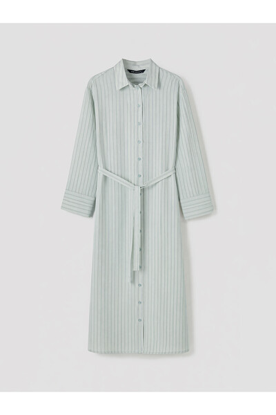 LC Waikiki Vizyon New Season Striped Modal Blend Belted Shirt Dress