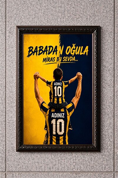 buzz.designs Kişiye Özel Baba Oğul Sarı Lacivert Taraftar Tablosu (Çerçeve Se...