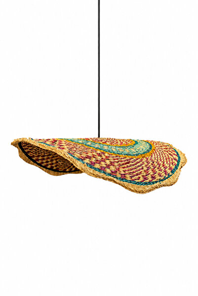 NATUREL DEKOR Etnik Hasır Avize 64 cm - Bohem, Iskandinav, Modern, Doğal, Ayd...