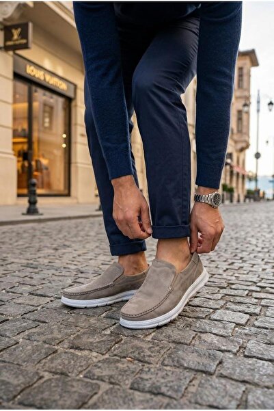 Mehmet Mete 42590 Soft Lightweight Elastic Nubuck Genuine Leather Men's Shoes