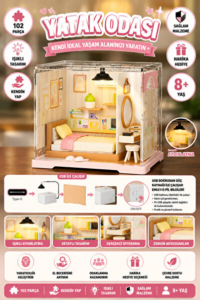 cayenna Kendin Yap Işıklı Minyatür Setler 8+ Yaş DIY Dekoratif Maket Hobi Seti