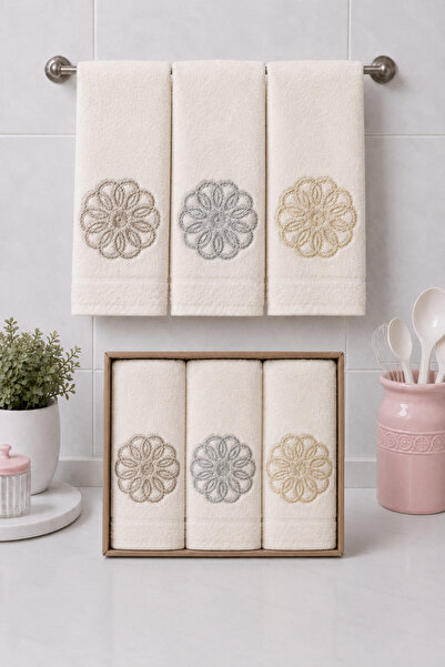 Hig Store Boxed Set of 3 100% Cotton French Guipure Embroidered Gift Dowry Ki...
