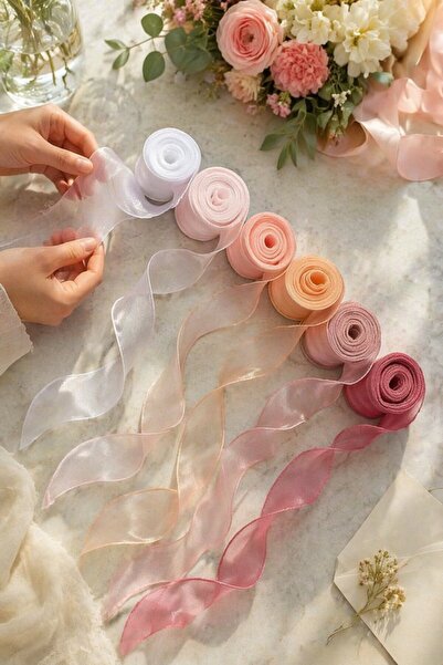 Generic 6 Rolls Organza Ribbon Spool Sheer Mesh Gift Wrap Craft Wedding 40mm ...