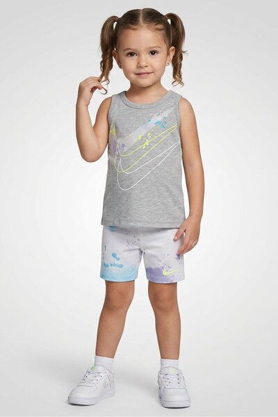 Nike Toddlers Girl Graphic Print Sleeveless Top And Shorts Set, Grey