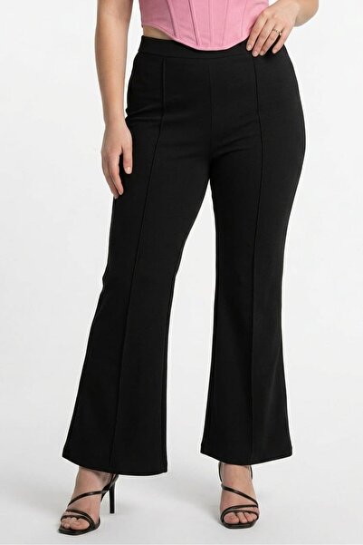 Material Girl Women Regular Fit Plain Wide Leg Pants, Black