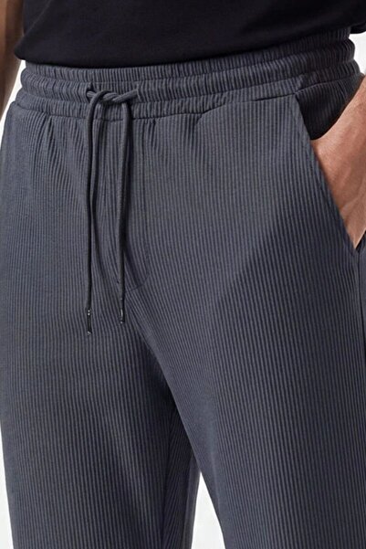 EXSPORT Pantaloni de sezon pentru bărbați, din țesătură cu aspect ribbit, cu ...