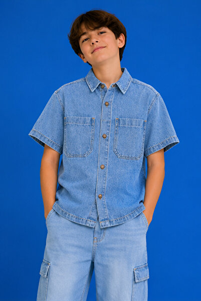 MARCO DONATELI Boys Denim Shirt Short Sleeve
