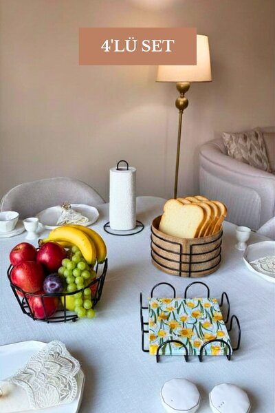 Edora Home Set of 4 Black Square Napkin Holders, Vertical Paper Towel Holders...