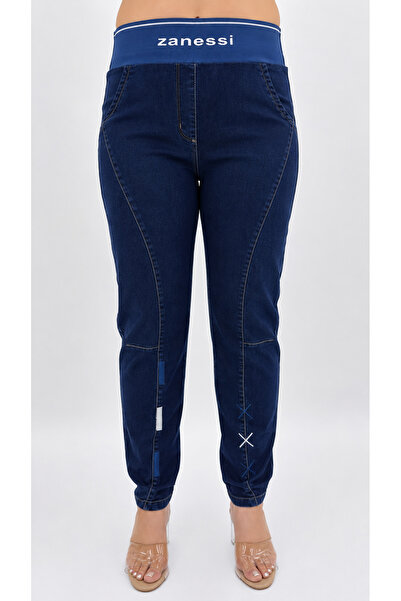 ZANESSİ FASHION Plus Size Denim Wide Leg Women's Trousers