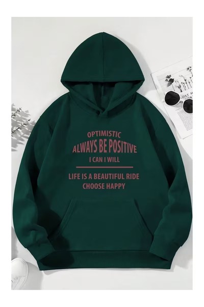 ZİYMO Unisex Hooded Printed Relaxed Fit Sweatshirt