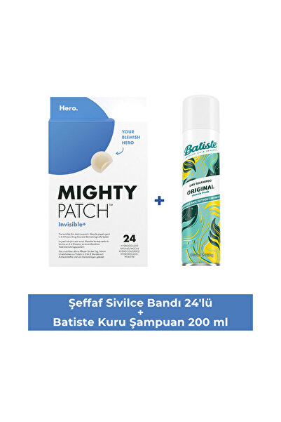 Hero Orijinal Kuru Şampuan 200 ML + Mighty Patch Invisible Şeffaf Bandı 24 Adet