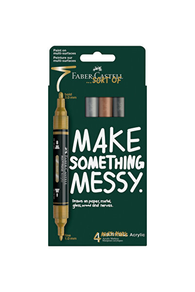 Faber Castell Multimark Akrilik Markör Set, Metalik,4'lü, Çift Uçlu,Çok Amaçl...
