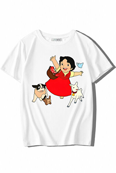 BRZ KIDS تي شيرت هايدي للأطفال للجنسين باللون الأبيض