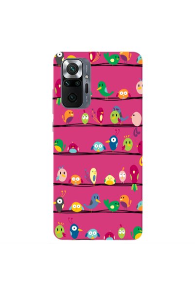 Other Xiaomi Redmi Note 10 Pro 4G birds Fuchsia Colored Silicone TPU Θήκη