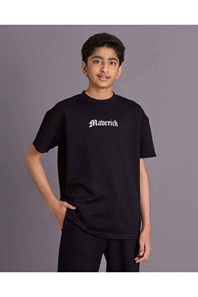 REDTAG Senior Boys Black Modal T Shirt