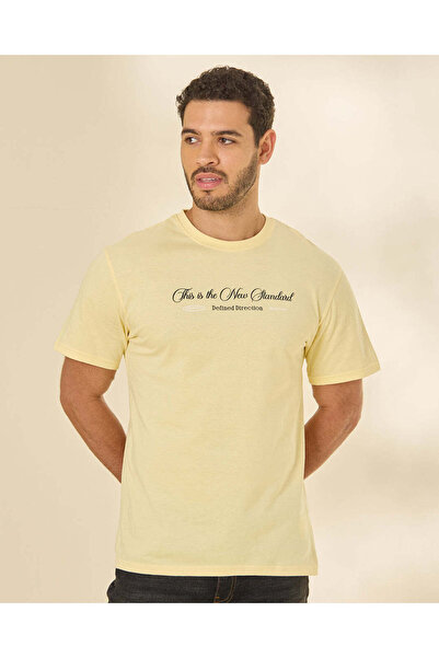 REDTAG Men Yellow Printed T Shirt