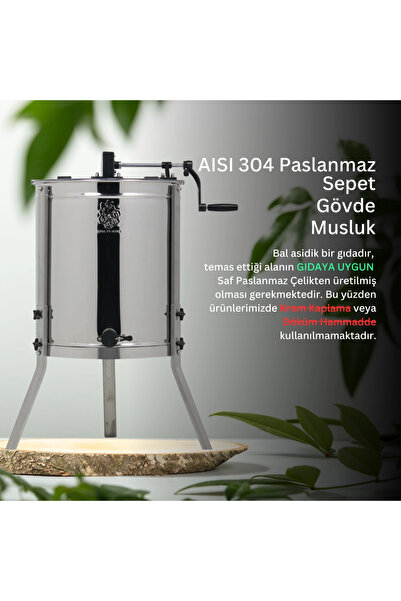 BENKA 4 Çerçeveli Bal Süzme Makinesi Dadant Manuel AISI 304