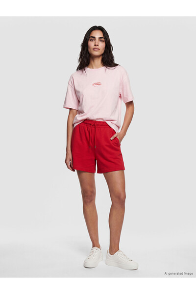 LC Waikiki Red Women's Shorts with Elastic Waistband