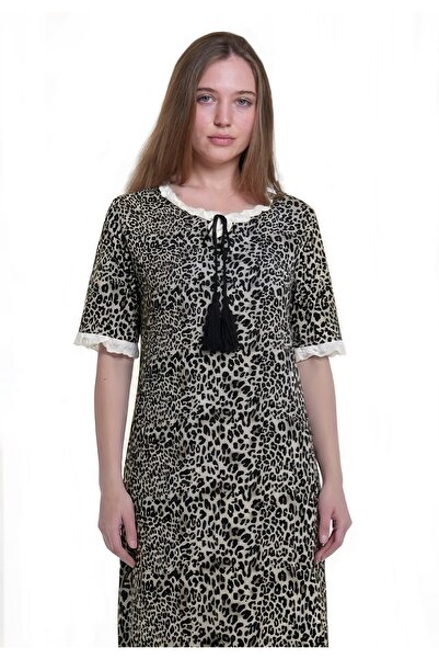 al bent al sharqieh Women's Cotton Leopard Print Homewear Dress