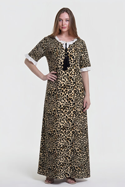 al bent al sharqieh Women's Cotton Leopard Print Homewear Dress