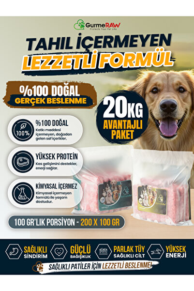 GurmeRAW | BARF PLUS + RAW SPECIAL | 10 kg + 10 kg | 100 gr Porsiyonlu | Günl...